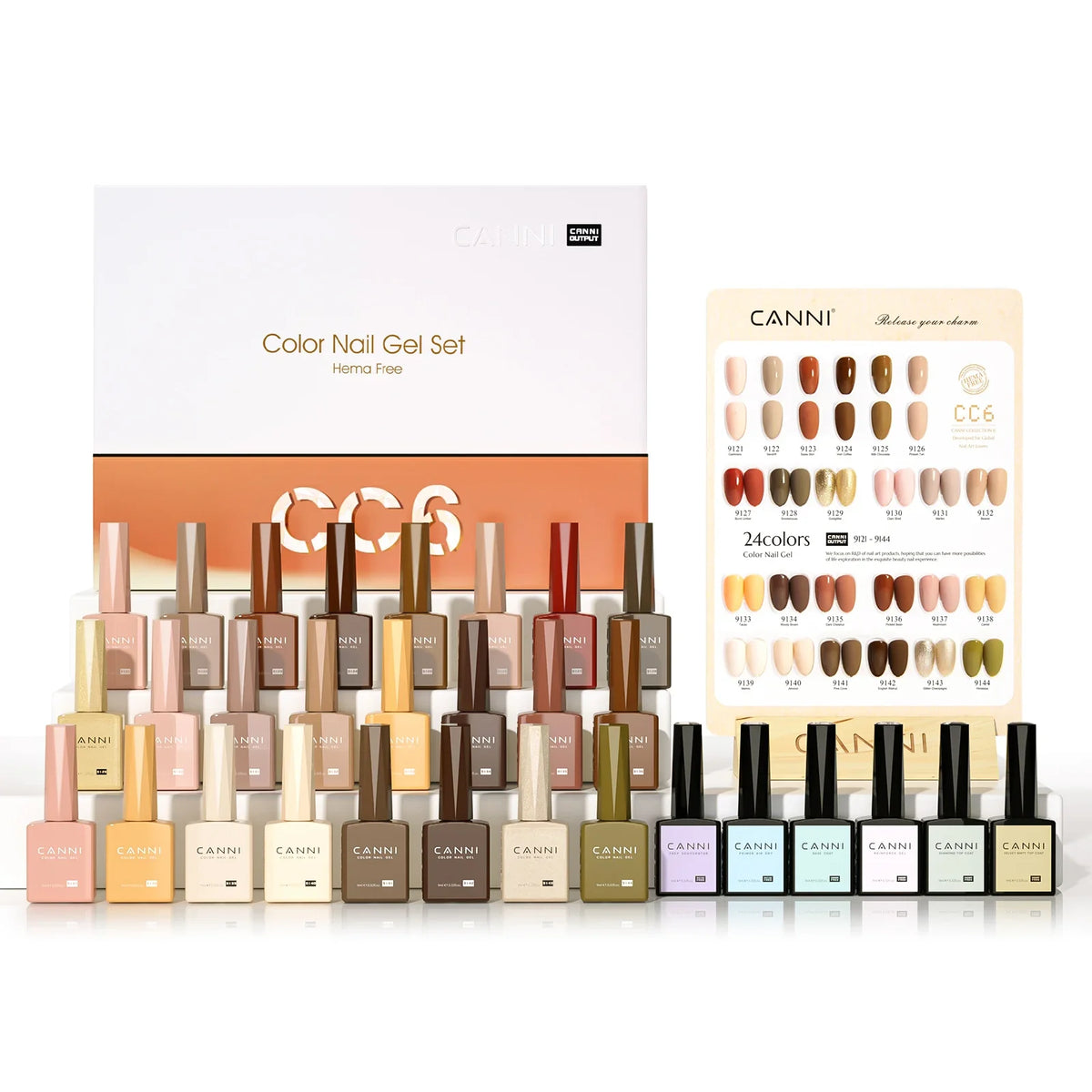 CC8 New Kit CANNI 9ML Nail Gel Polish HEMA/TPO FREE 30pcs Color Gel Pigment Professional Long Wear Top Coat Gel Varnish Set