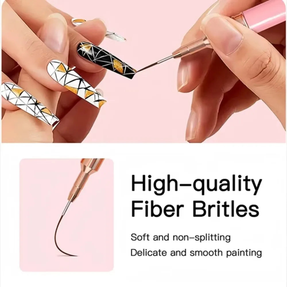 5Pcs Professional Nail Art Liner Brushes Set Elongated Lines Striping Drawing UV Gel Painting Nail Design Pen Manicure Tool