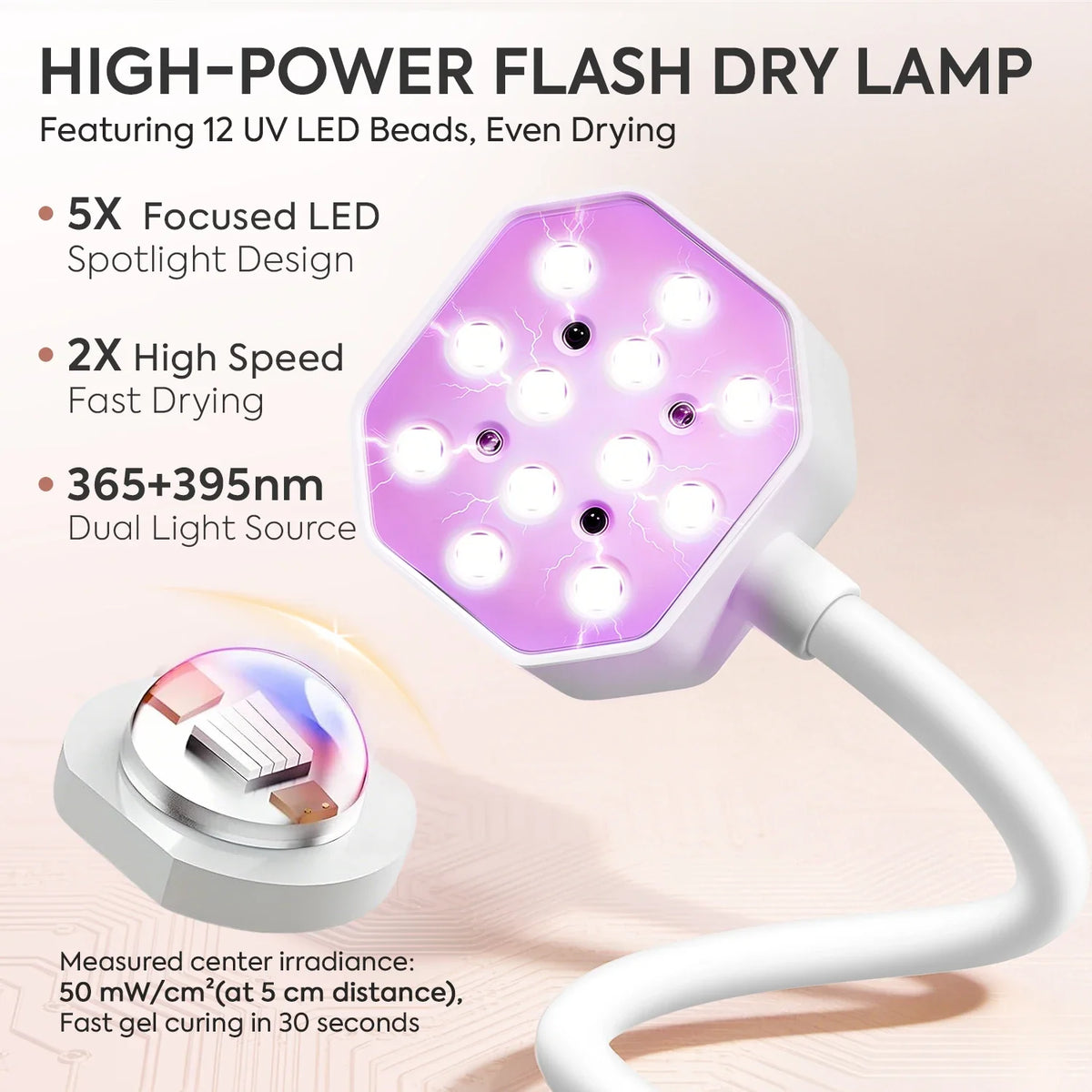 DianaBeauty UV Led Nail Lamp Desktop Rechargeable Nail Dryer with 4 Timer Settings and Auto Sensor Portable UV Light for Nails