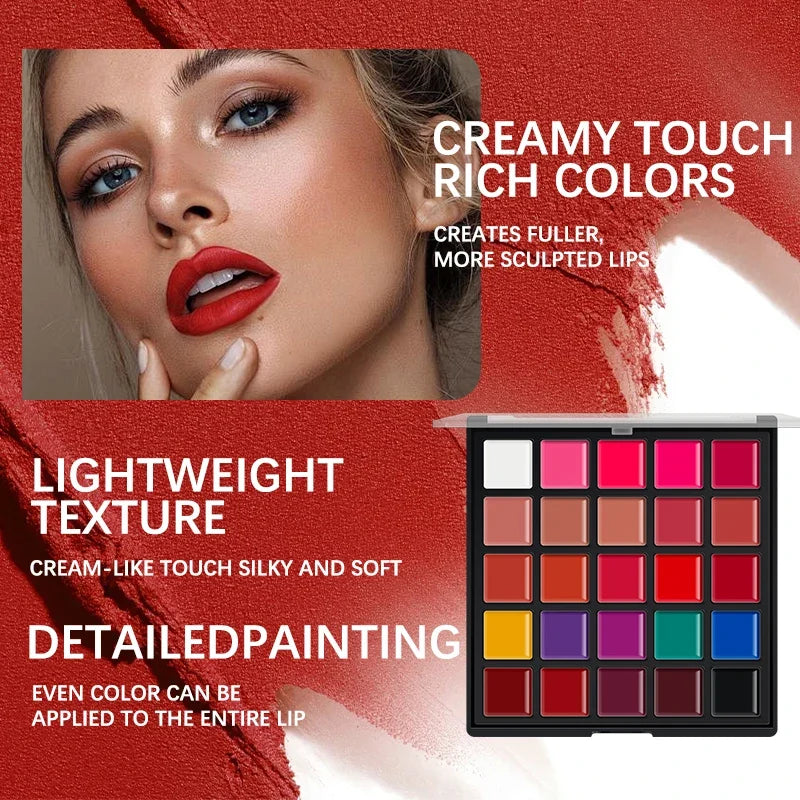 25-Color Velvet Matte Lipstick – Soft Blurred Finish, Smooth & Creamy, Long-Lasting Pigment, Buildable Coverage, Non-Drying