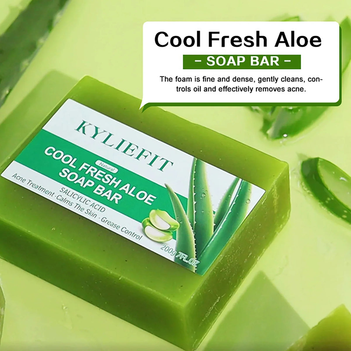 AILKE Aloe Vera Whitening Soap, Remove Acne, Spots, Skin Radiant, Improve Skin Luster, Vegan Bath Wash for All Skin Types, 200g