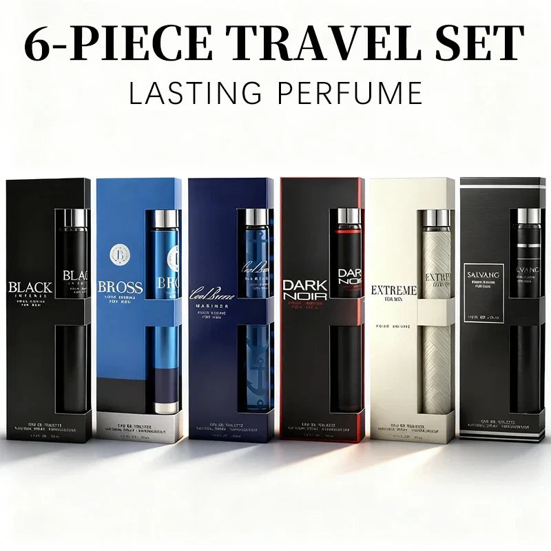 6-piece travel set, men's and women's eau de toilette spray, long-lasting fragrance, 6 different flavors, perfect for holiday gi