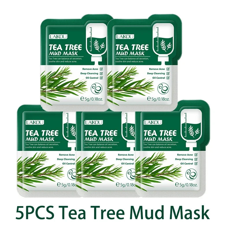 5pcs LAIKOU Eggplant Mud Mask Oil Control Moisturizing Anti-Acne  Anti Wrinkle Whitening Cleansing Clay Mask Skin Care Face Mask