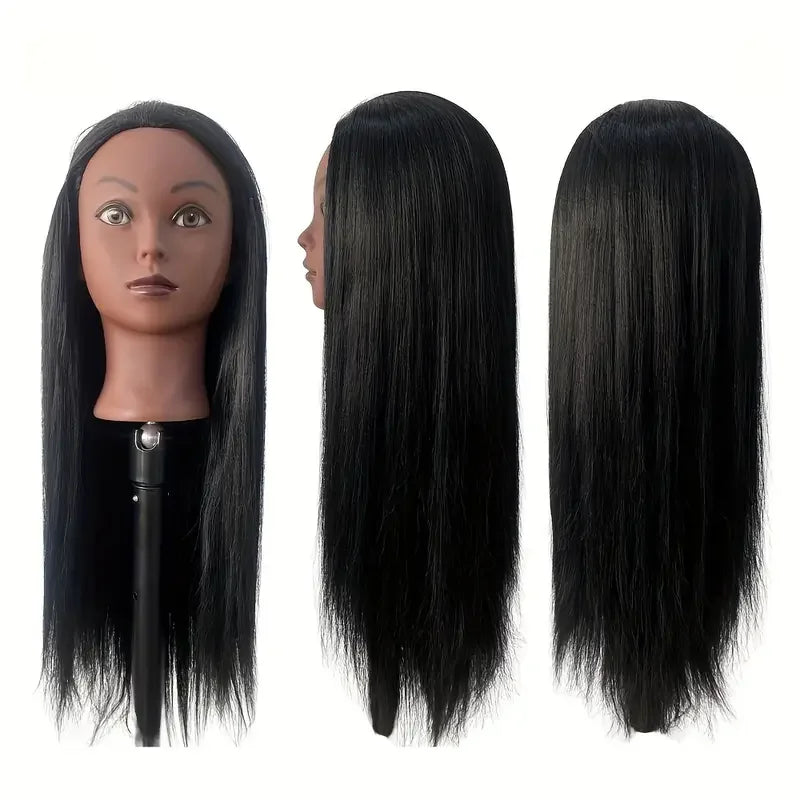 26'' Doll Head Cosmetology Mannequin Manikin Head Hair Styling Hairdressing Practice Doll Head Training Head with Clamp Holder