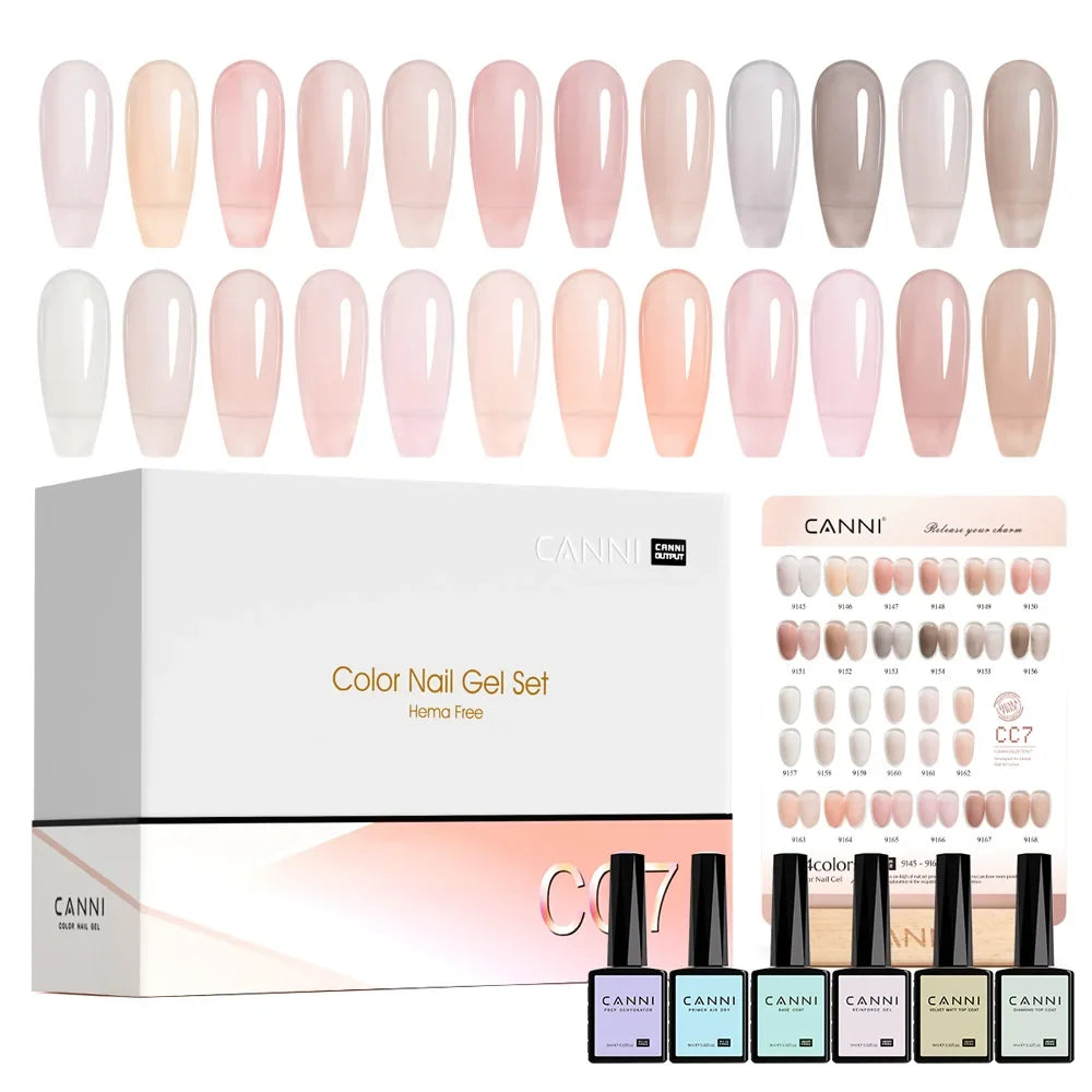 CC8 New Kit CANNI 9ML Nail Gel Polish HEMA/TPO FREE 30pcs Color Gel Pigment Professional Long Wear Top Coat Gel Varnish Set