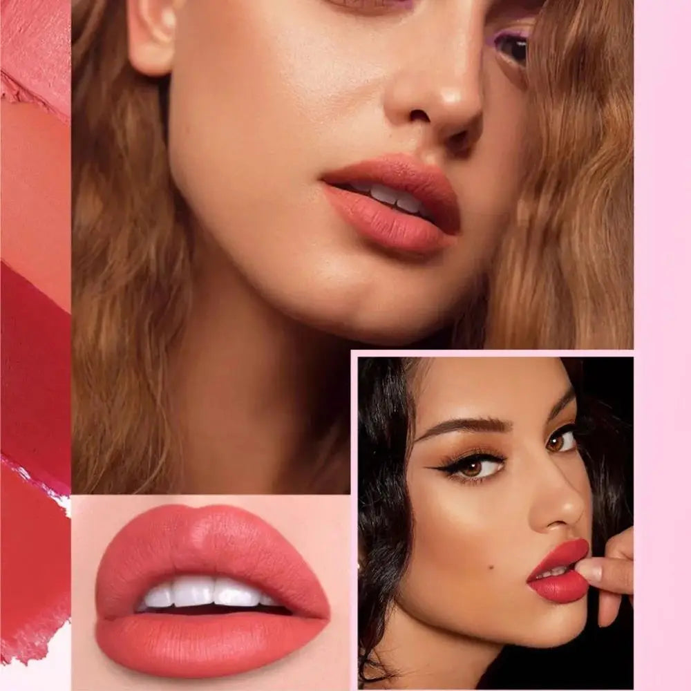 6 Colors Gold Bar Lipstick Diamond Pearlescent Glitter High Shine Non Sticky Long Lasting Pink Lips Makeup