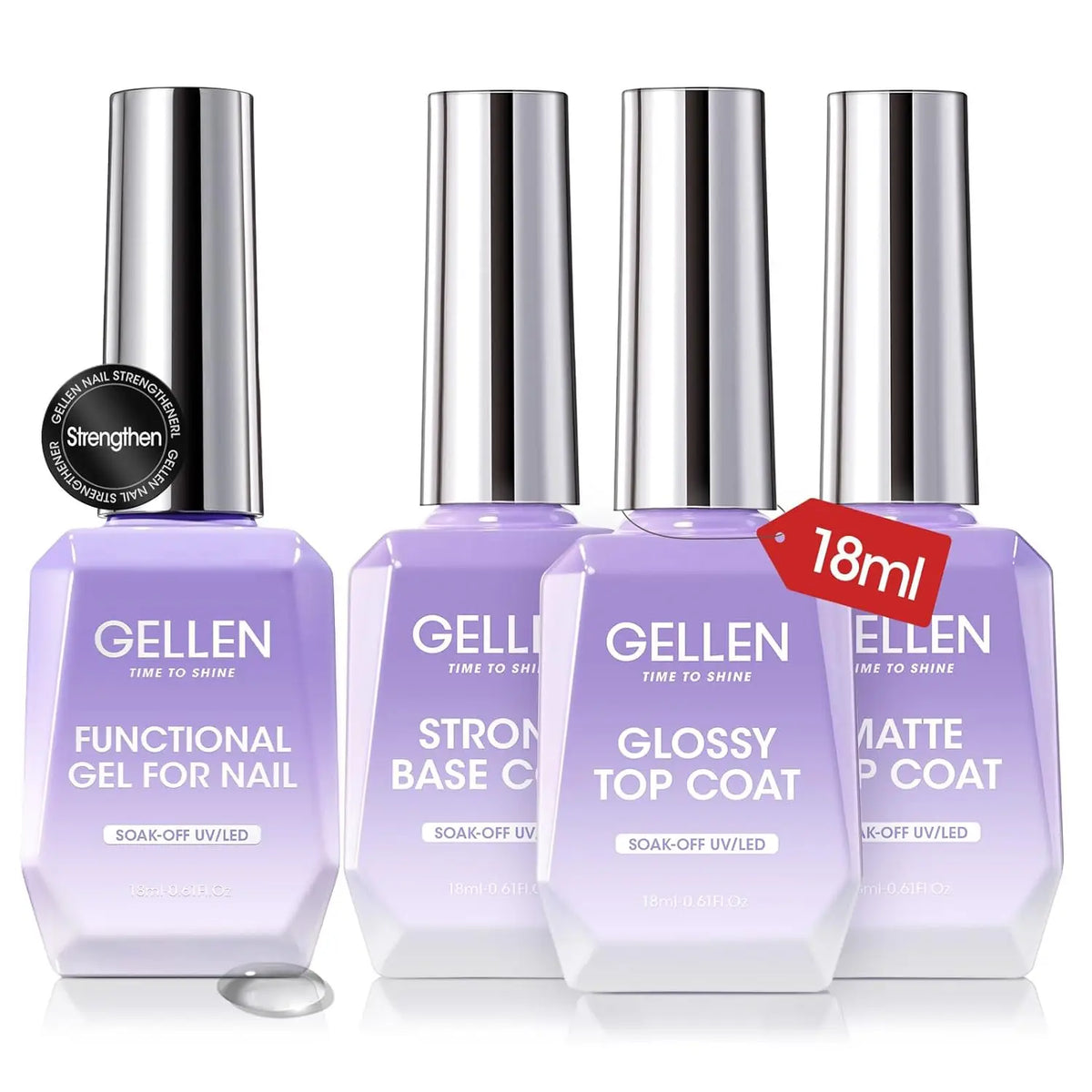 18ml Top Coat Base Coat Gel Set Nail Art No Wipe Soak Off Ultra Glossy Top UV LED Cured Long Lasting Nail Supplies