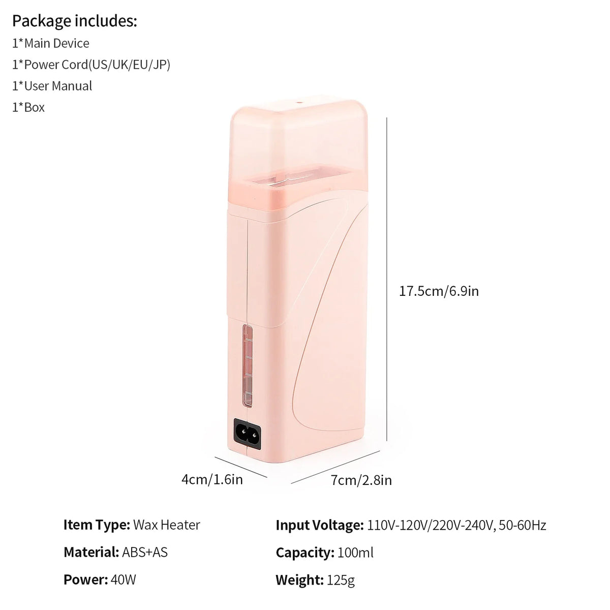 Foreverlily Portable Wax Roller Machine Electric Wax Warmer Depilatory Wax Heater Waxing Leg Warmer Hair Removal Roll On Wax