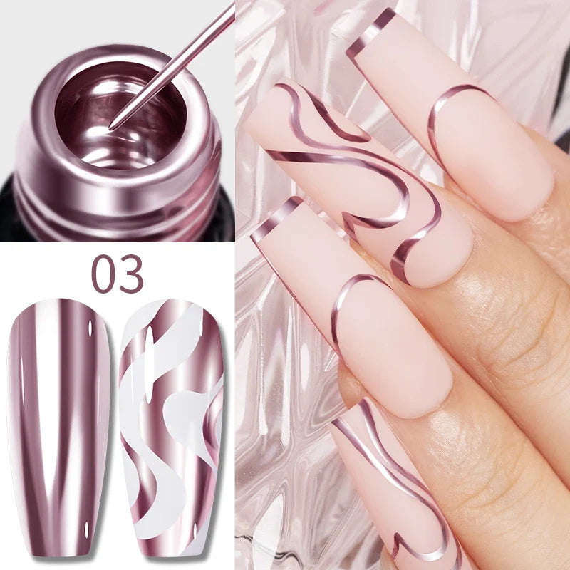 AWStorG 5ML Super Silver Metallic Gel Nail Polish Metal Effect Painting Gel Chromes Varnis Semi Permanent for Nail DIY