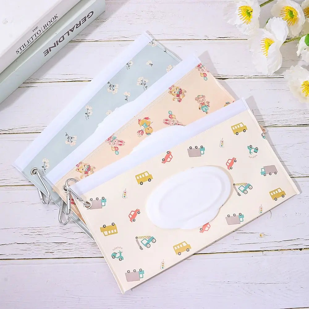 EVA Baby Wet Wipe Pouch Portable Buckle Wipes Holder Case Flip Cover Snap-Strap Reusable Wet Wipe Bag Outdoor Tissue Box