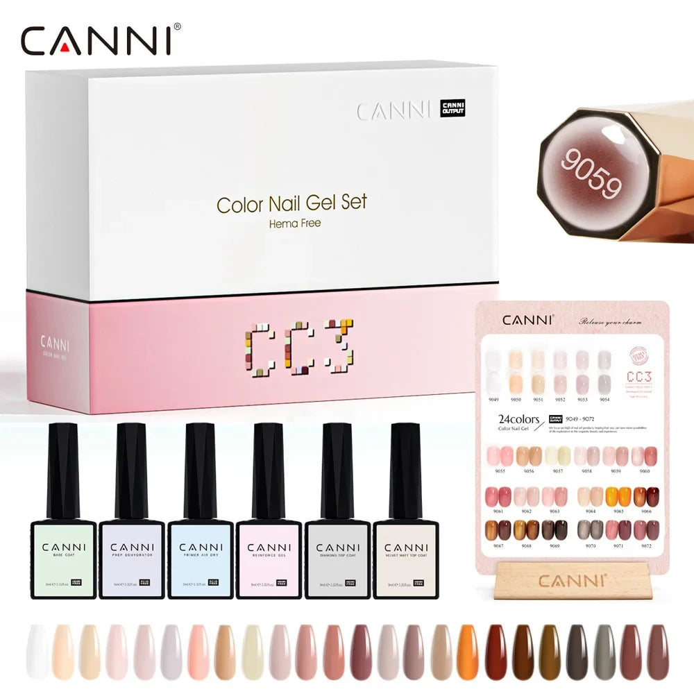 9ml CANNI CC8 HEMA FREE Nail Gel Polish Kit Nail Manicure Full Coverage Solid Color Summer Nails Soak off UV LED Nail Gel Set