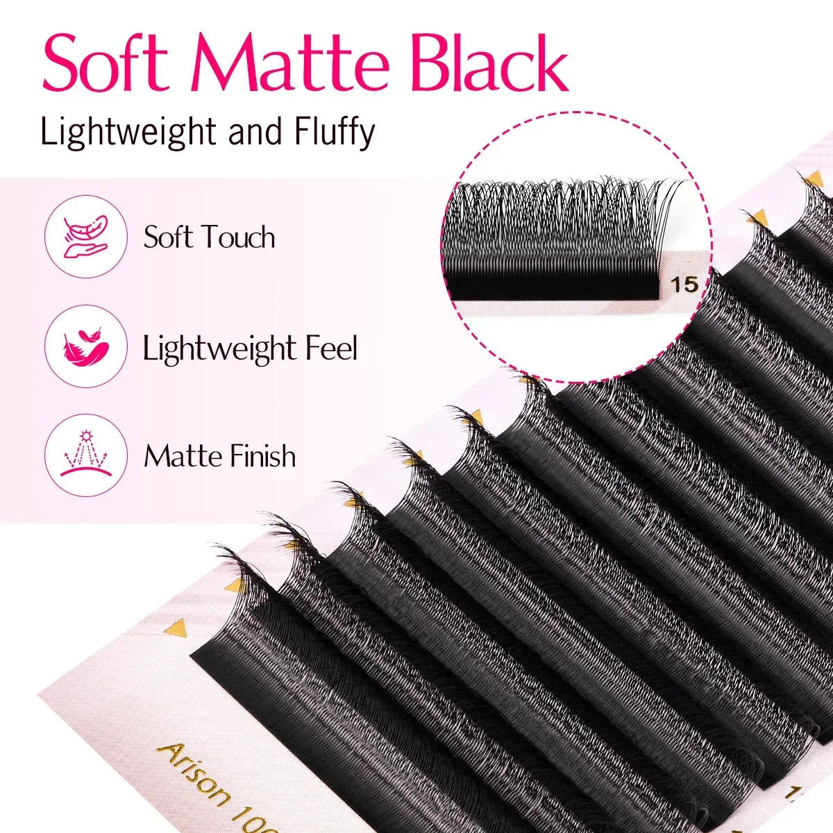 ARISON Narrow 3D/4D/5D W Eyelashes Extension Premade Fans V Shaped Soft Matte Black Easy Pick Up False Lashes