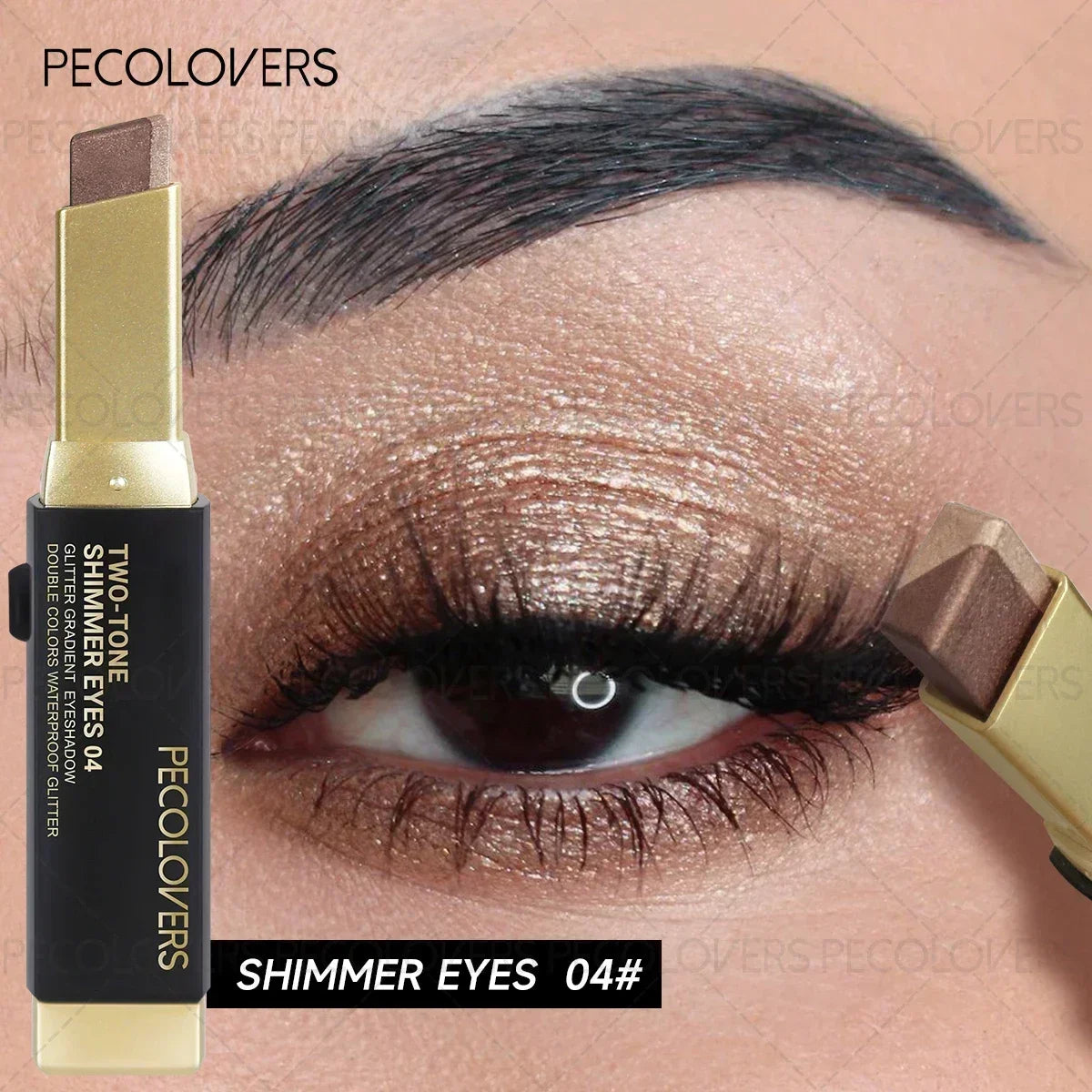 1PC Metallic Shimmer Duo Eyeshadow Stick - Pearlescent Matte, Multiple Color Options, Nude Makeup, Perfect for Christmas Makeup