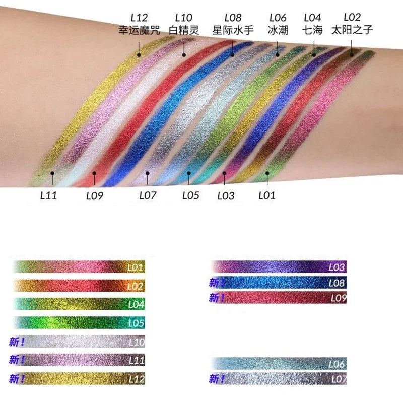 Kaleidos Eyeliner Gel Pencil Waterproof Chameleon Colour Long Wear Glitter Metallic Eye Shadows Pen Eye Liner Stamp Makeup