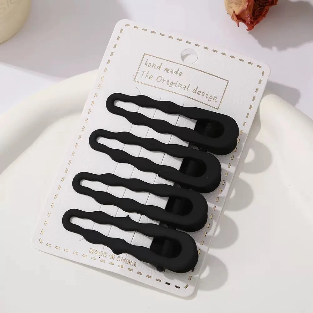 4Pcs Black Frosted Hair Clip Fashionable Trendy Hair Clips Hair Accessories Temperament Women Accessories Versatile Hair Clip