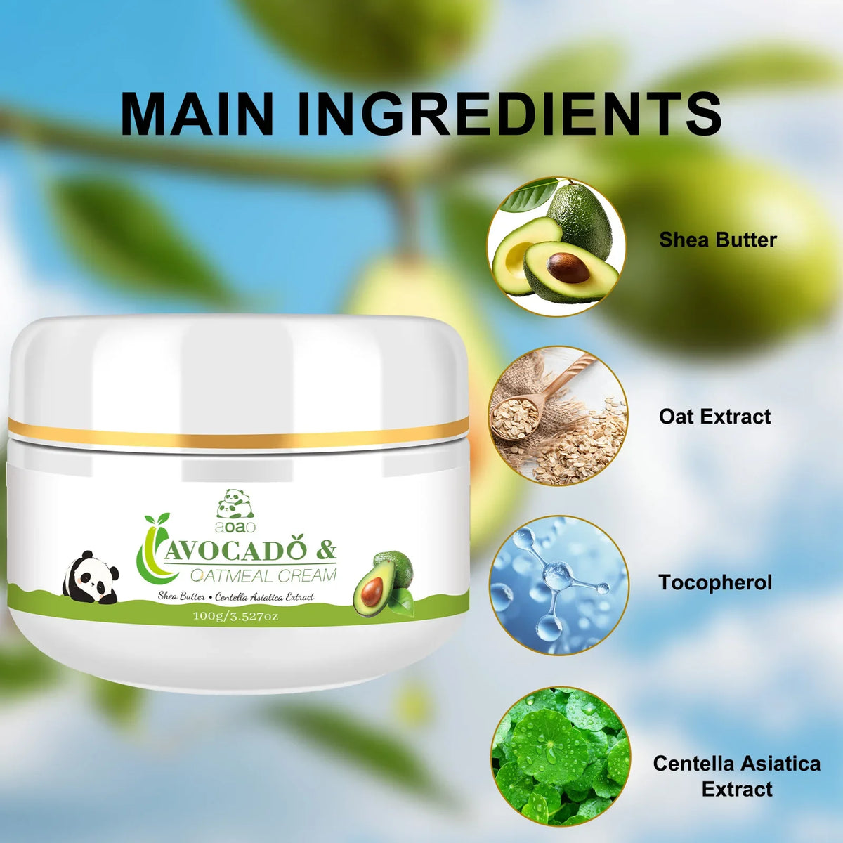 Avocado face cream moisturizing non-greasy lotion day and night cream suitable for children and adults.
