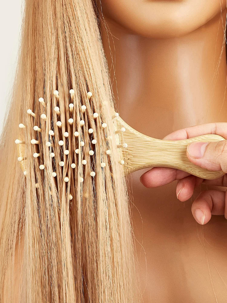 Cute Cat Hair Brush Nature Wooden Anti-Static Detangle Brush Hair Scalp Massage Comb Air Cushion Styling Tools for Child Girls