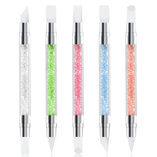 5 Pcs Nail Art Sculpture Pen Dual Tipped Silicone Nail Tools Nail Art Acrylic Pen Silicone Brushes for Resin