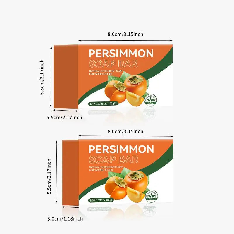 100/200G Persimmon Soap Bar for Body Odor Removal, Handmade Persimmon Green Tea Soap for Face and Body Wash Gentle Deodorant Bar