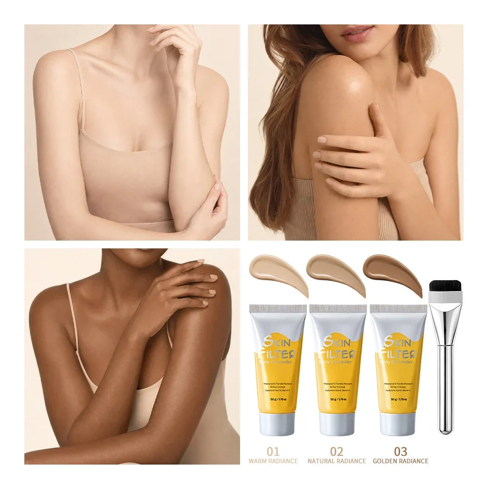 50ml Body Concealer Full Coverage Tattoo Cover Up Waterproof Hyaluronic Acid Hydrating Cover Scars Spots Veins Birthmarks Makeup