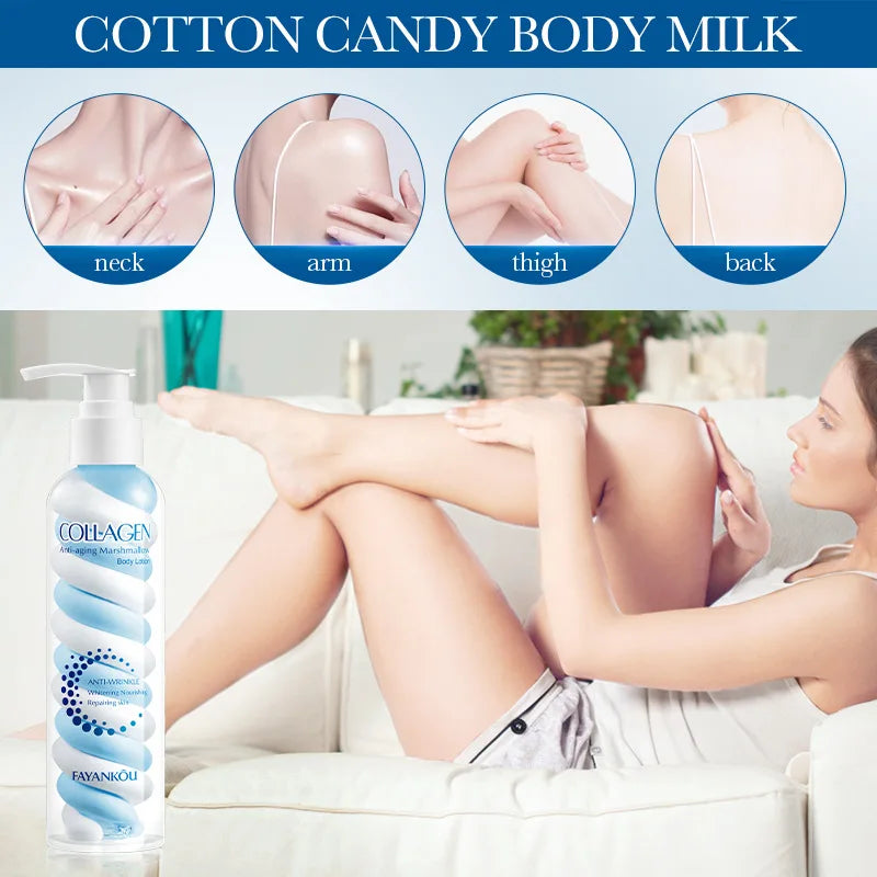 200ml Collagen Marshmallow Body Lotion, Moisturizing And Hydrating The Skin, With A Light And Non Greasy Texture