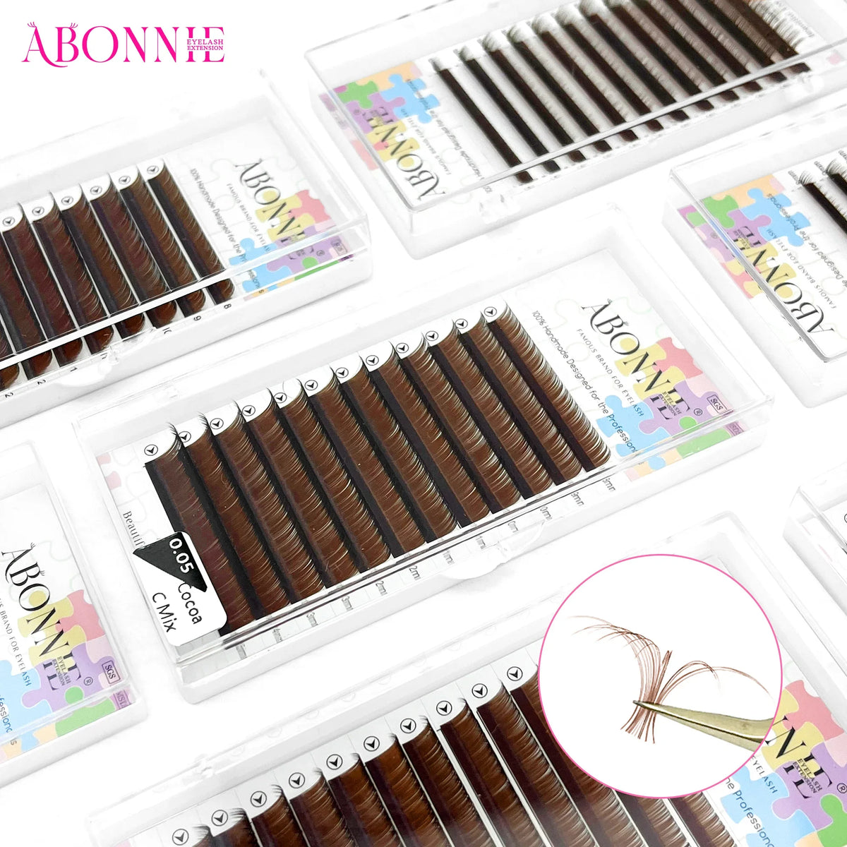 Abonnie L M Curl Brown Classic Individual Eyelashes Russian Volume Lashes