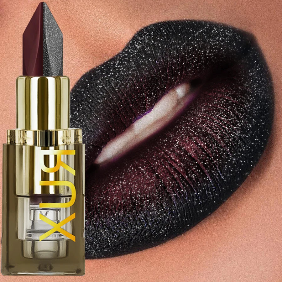 Brown Black Two-tone Lipstick Waterproof Matte Non-stick Cup Pearlescent Diamond Lip Tint Red Sexy Lips Makeup Gifts Cosmetics
