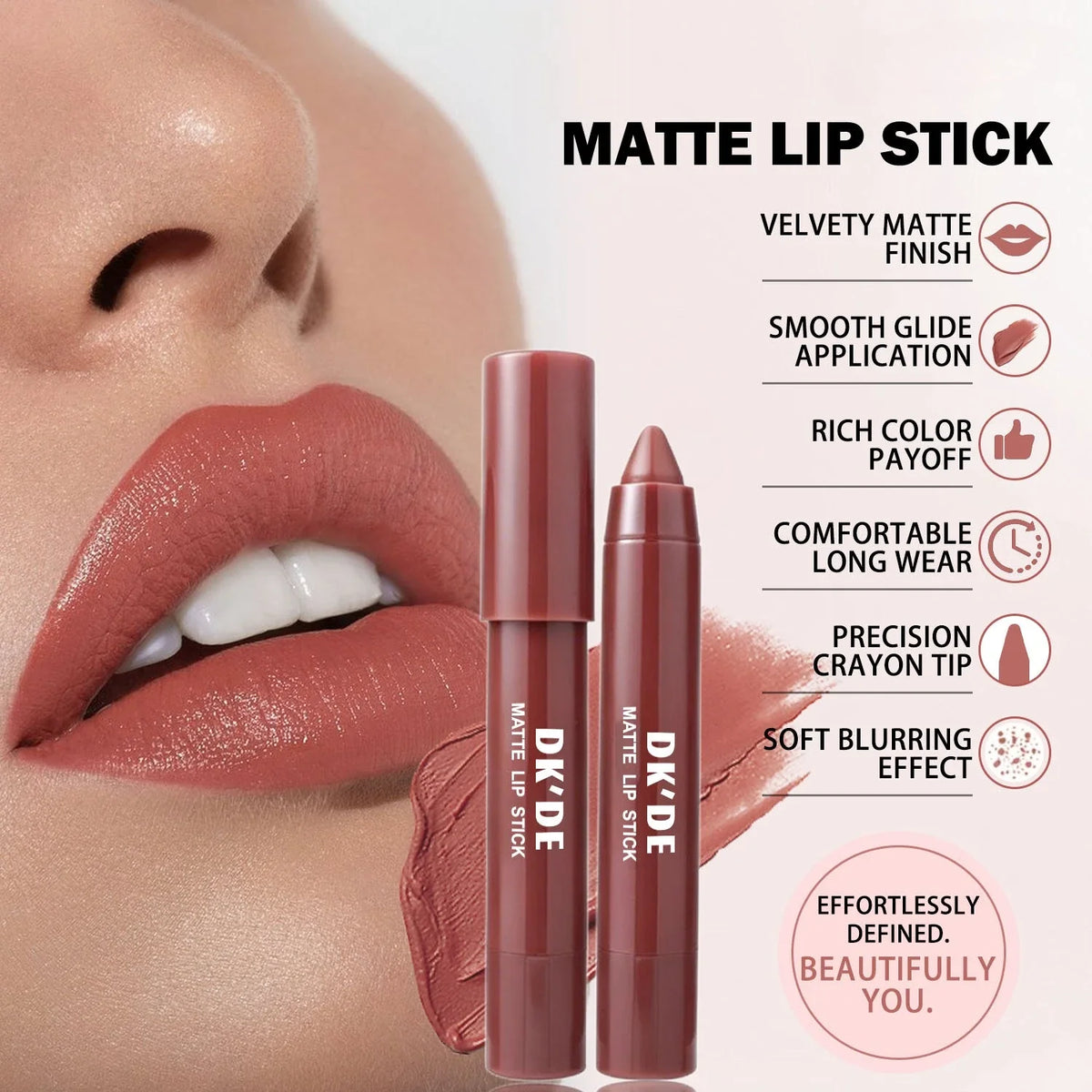 3-Color Lipstick Stick Set,Long-Lasting Color Payoff,Transfer-Proof,Suitable for All Makeup Styles
