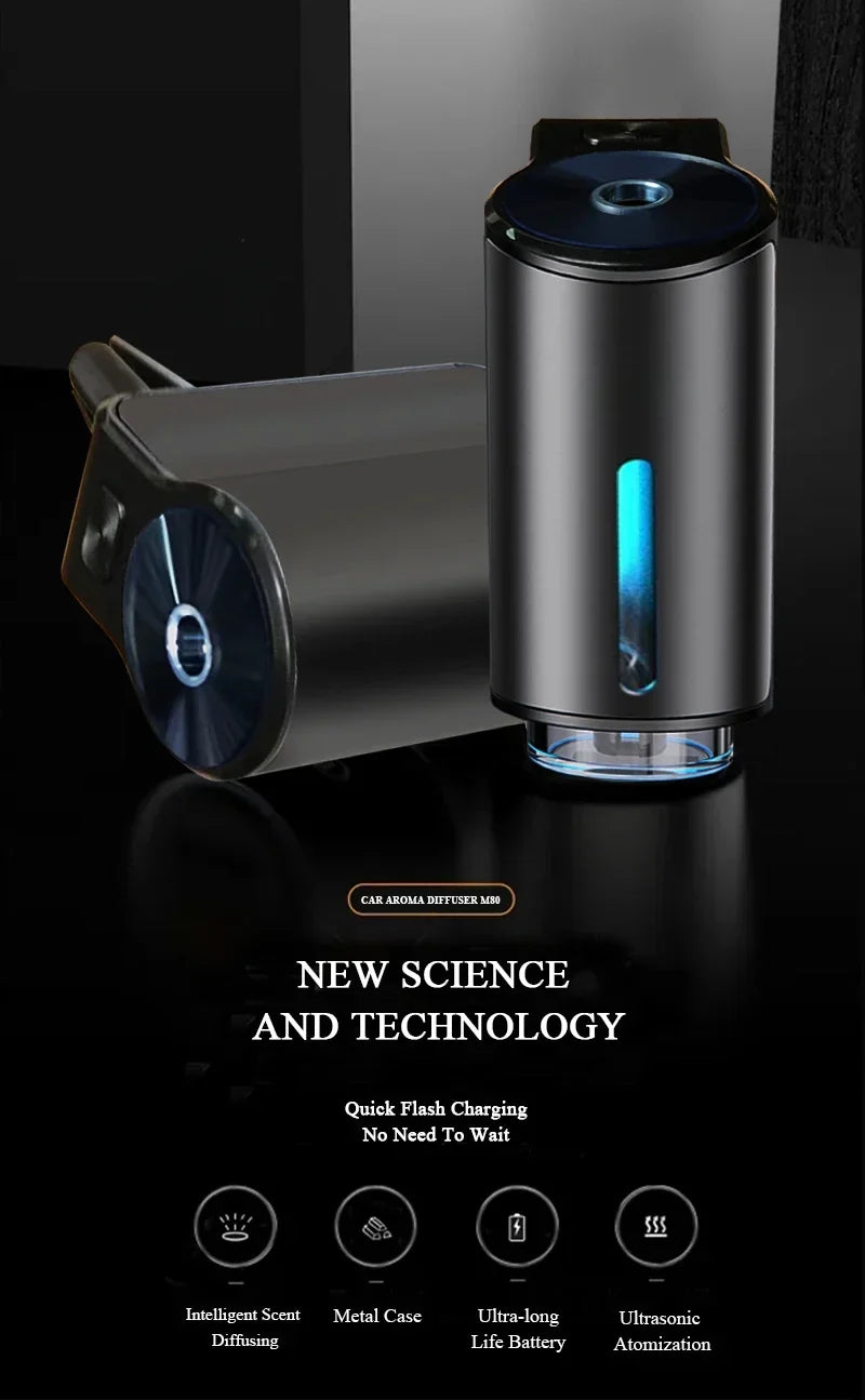 Car Air Freshener Electric Auto Aroma Diffuser Car Air Vent Essential Oil Mist Humidifier Fragrance Diffuser Aromatherapy