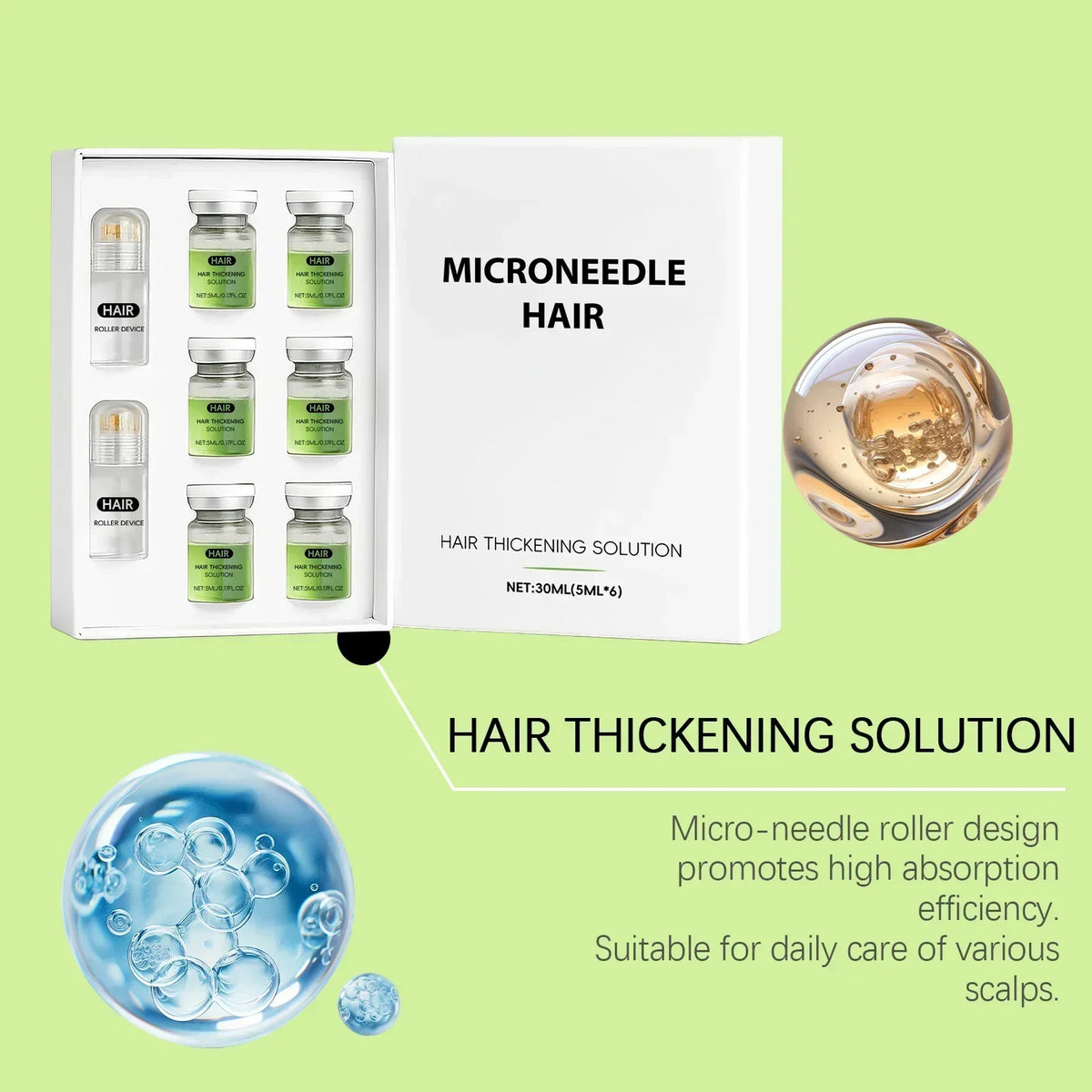 0.2MM Microneedle Hair Growth Treatment Kit, Scalp Nourishing Serum, Household Scalp Care Set for Thicker Healthier Hair