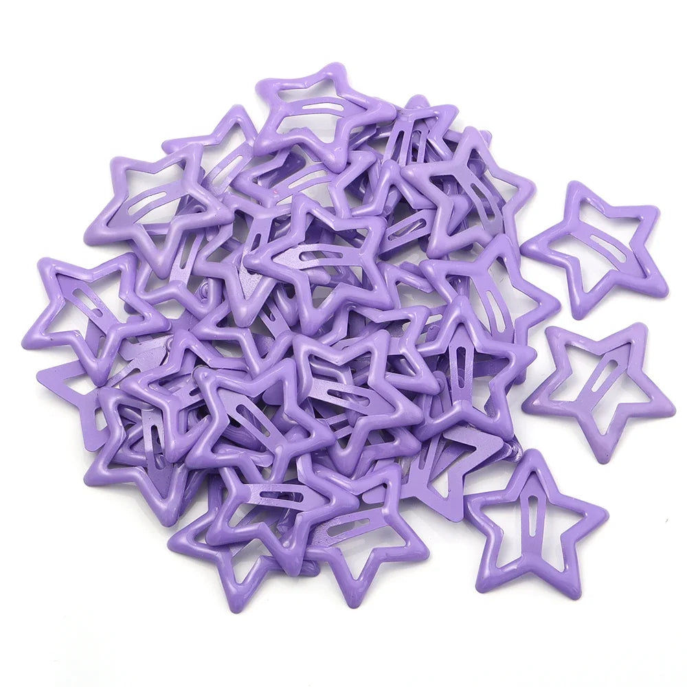 50pcs/lot Metal Colorful Star Hair Clips Dopamine BB Hair Clips For Broken Hair Clip Bangs Hair Clip Girls Y2K Style Hair Clips