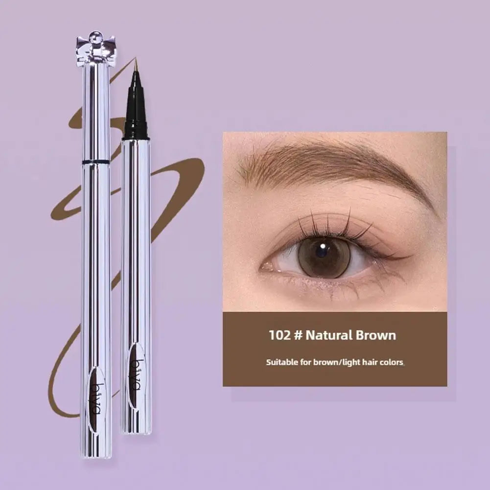 Biya Microblade Liquid Eyebrow Pen Waterproof Sweatproof Long-Lasting Brow Pencil 0.8g Ultra-Fine Tip Long-Lasting Eye Brow Make