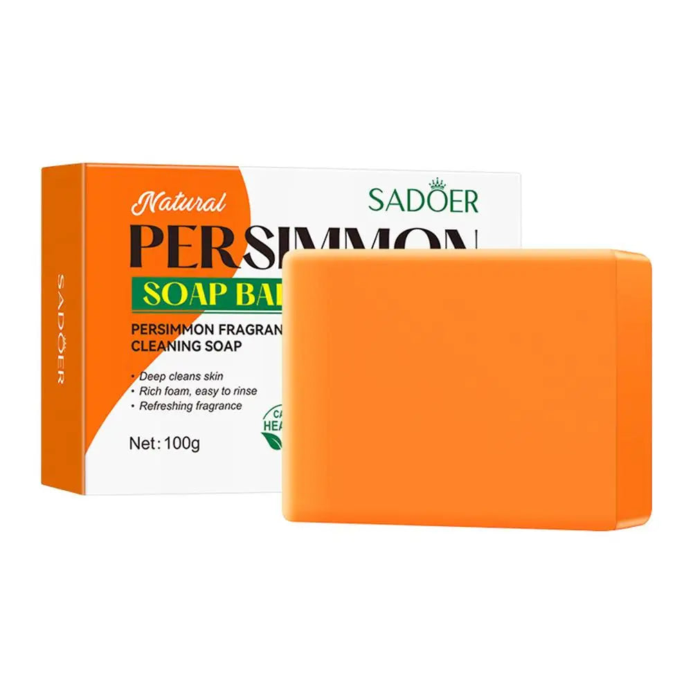 100/200G Persimmon Soap Bar for Body Odor Removal, Handmade Persimmon Green Tea Soap for Face and Body Wash Gentle Deodorant Bar