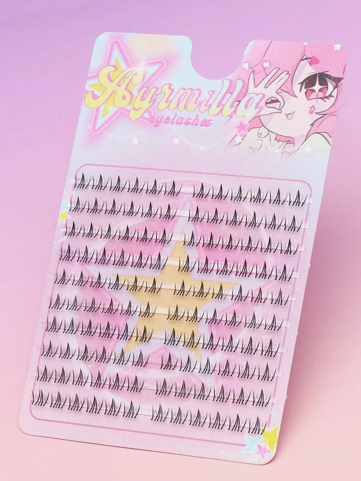 Ayr 80PCS C Curl Brown Style Eyelash Extension Winged Individual Lashes Natural Segmented Eyelash Bundles Makeup Tools