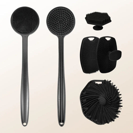 4-in-1 Multifunctional Cleaning Brush Silicone Shower Brush Set with Long Handle Massage Brush Bath Products And Tools