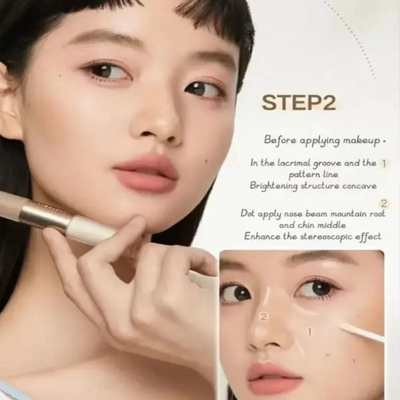 Judydoll Liquid Highlighter Contour Dual Head Matte High Gloss Face Bronzer Natural Shadows Waterproof Nose Shaping Pen Makeup