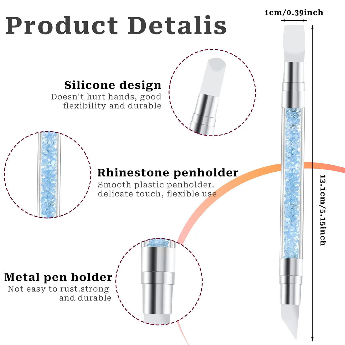 5 Pcs Nail Art Sculpture Pen Dual Tipped Silicone Nail Tools Nail Art Acrylic Pen Silicone Brushes for Resin