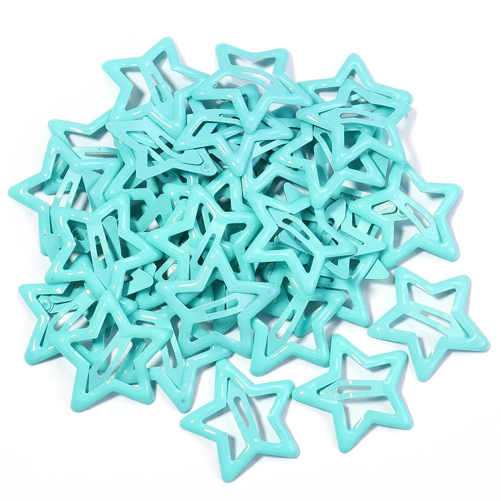 50pcs/lot Metal Colorful Star Hair Clips Dopamine BB Hair Clips For Broken Hair Clip Bangs Hair Clip Girls Y2K Style Hair Clips