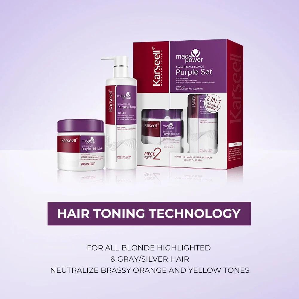 Karseell Purple Hair Mask Purple Shampoo Professional Neutralizes Brass Yellow Tones For Blonde Silver Gray Highlighted Hair