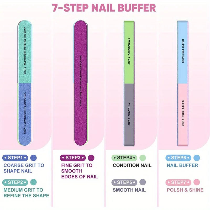 10/15pcs Professional Nail Art Kit with 100/180 Grit Files,Buffer Sponge,Brush,Scissors,Cuticle Nippers Pushers Gel Polish Tools