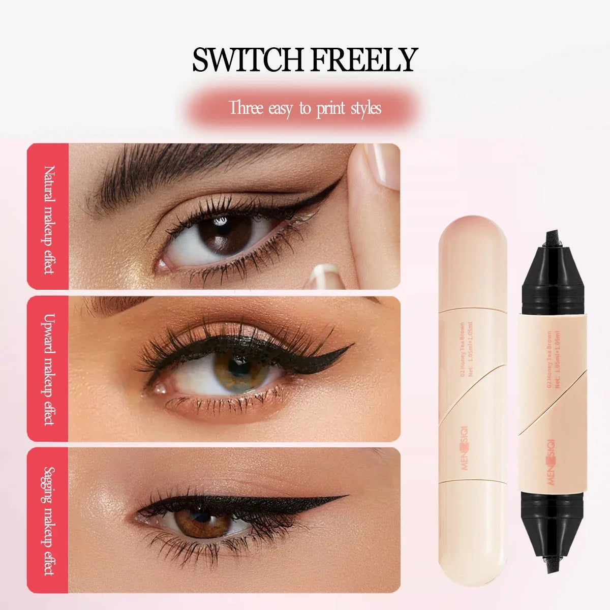 Black Brown Integrated Eyeliner Stamp Precise Outline Signet Eye Liner Extension Stamps Liquid Eyeliner Pen Waterproof Lasting