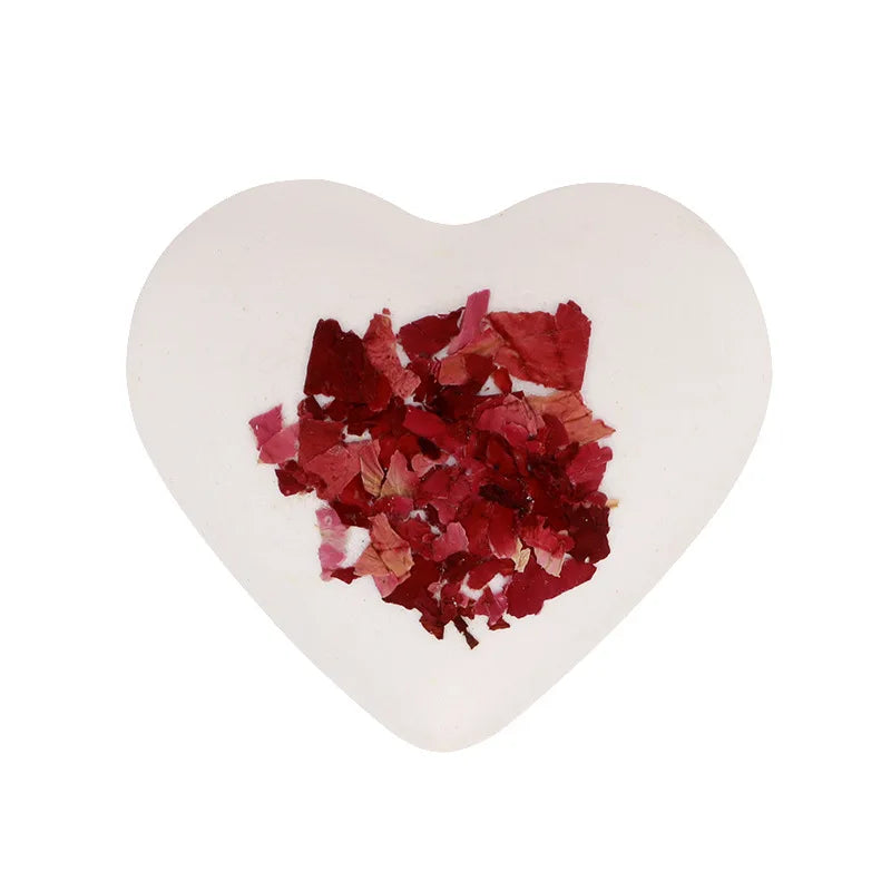 80g Heart Shape Bath Salt Dried Flower Fizzy Salt Ball Essential Oil Aromatherapy Spa Bubble Bath Soak Hotel Luxury Bath Gift