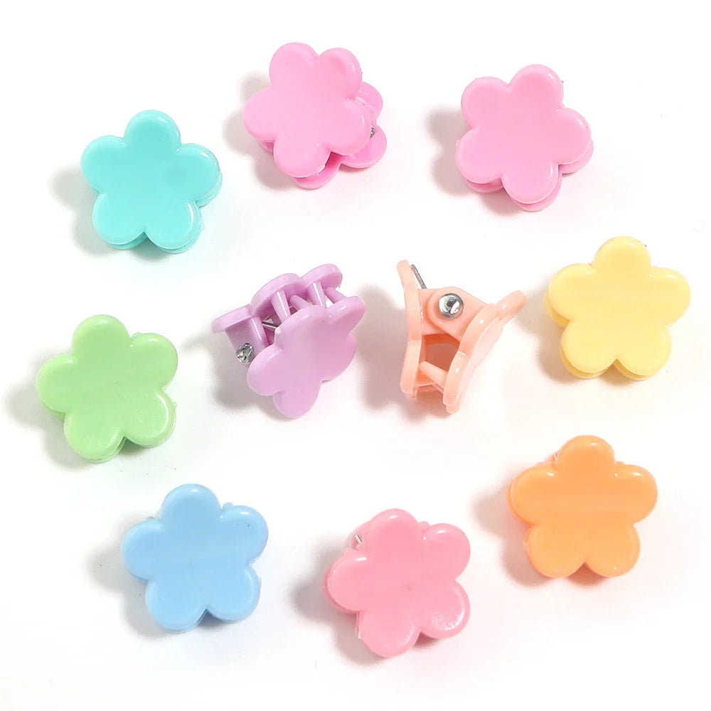 100pcs Mini Colorful Flower Star Hair Grabbing Claw Clips for Baby Girls Bangs Broken Hair Styling Tool Small Hair Accessories