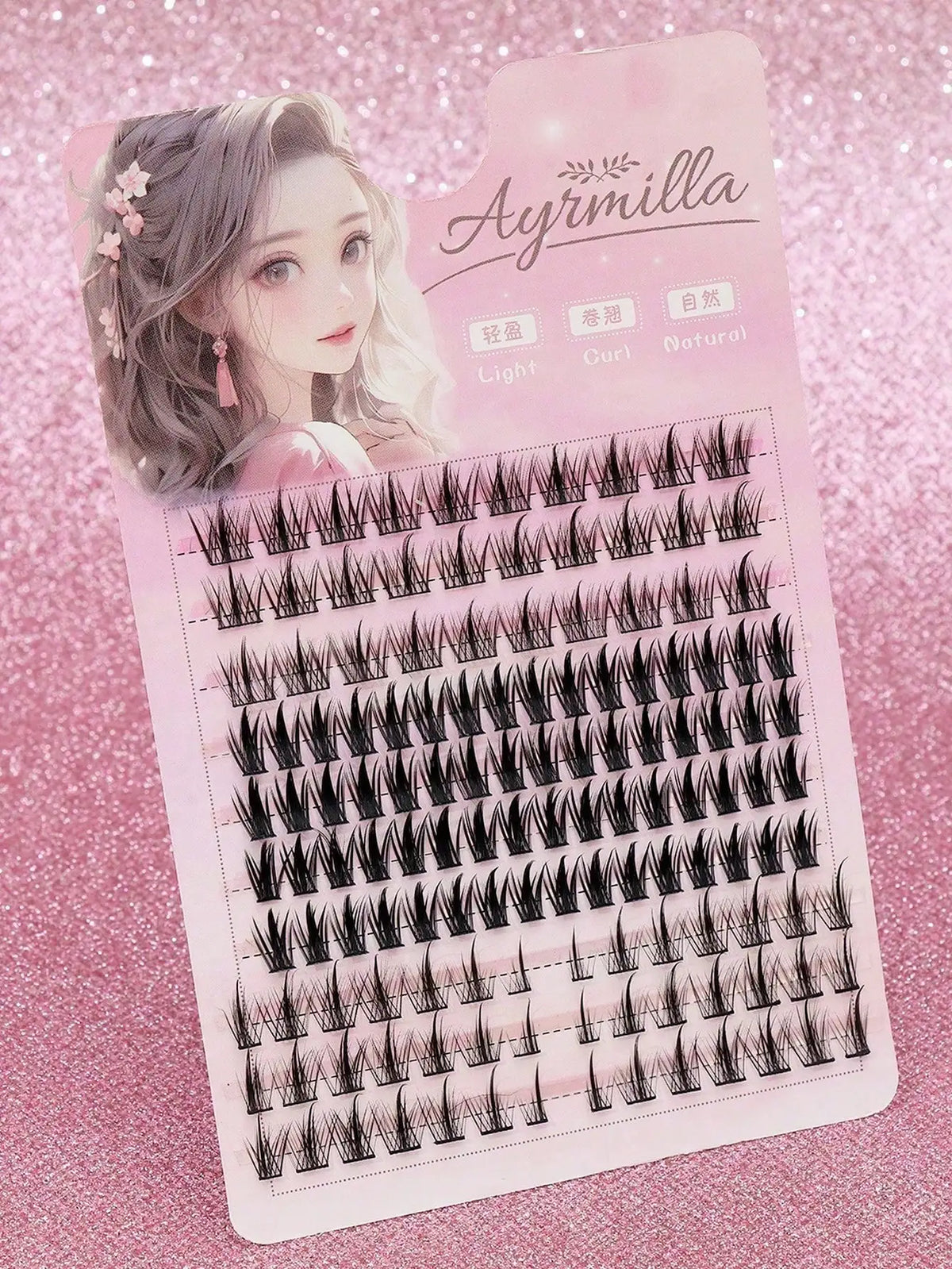 Ayr 80PCS C Curl Brown Style Eyelash Extension Winged Individual Lashes Natural Segmented Eyelash Bundles Makeup Tools
