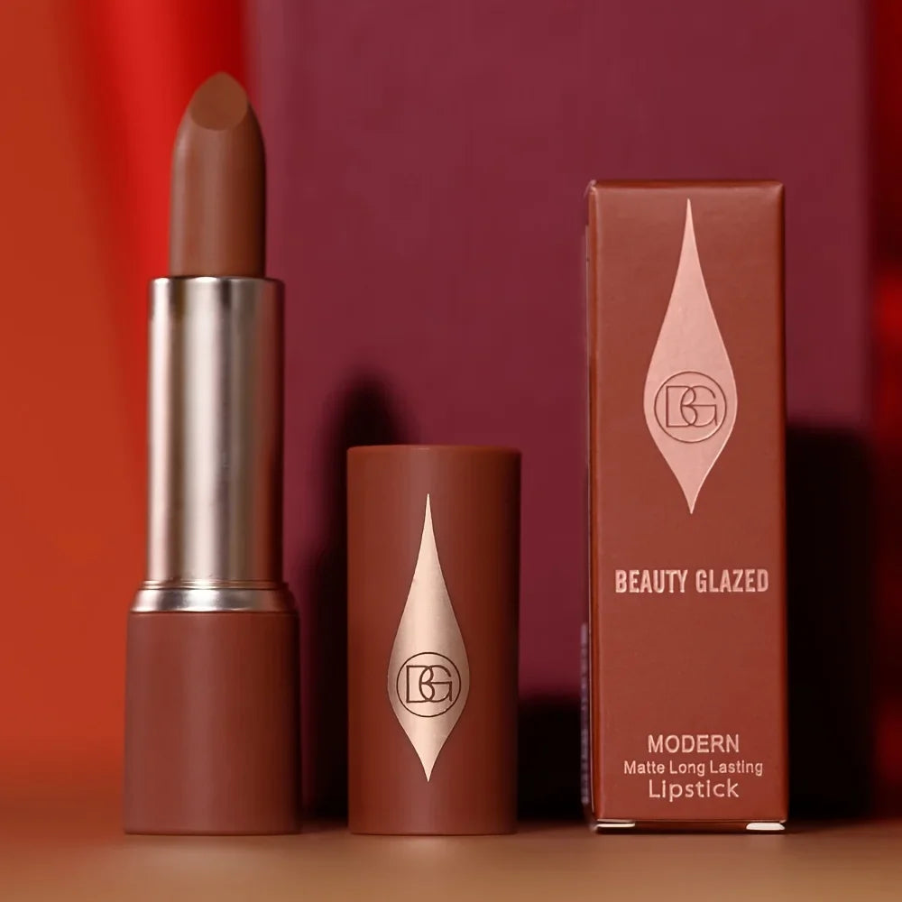 Barely Matte Cocoa Lipstick Creamy Texture Nourishing Care Long Lasting Waterproof  All Skin Types Brown Hue Matte Lipstick