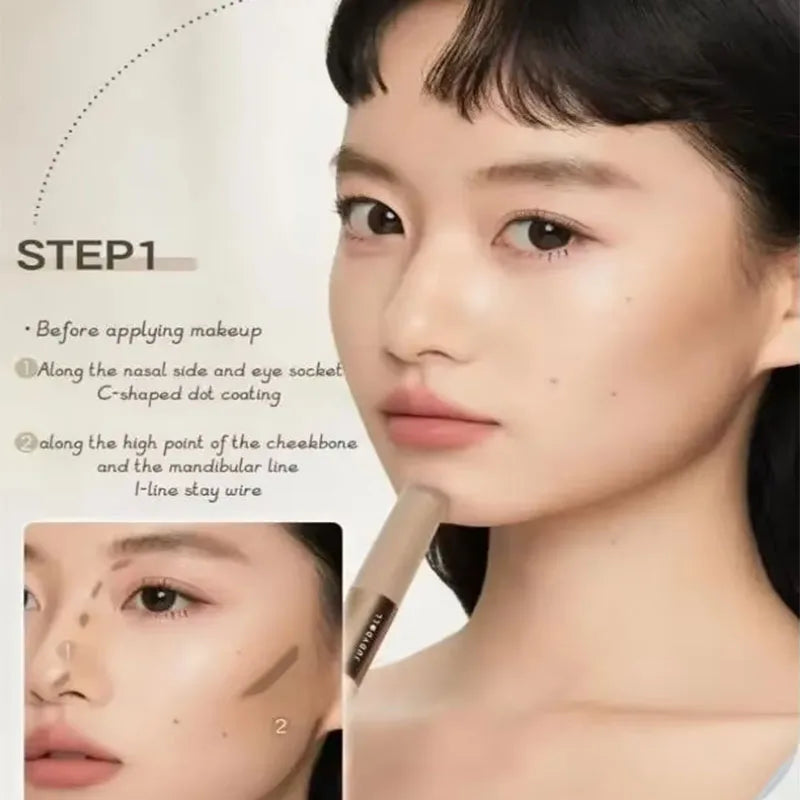 Judydoll Liquid Highlighter Contour Dual Head Matte High Gloss Face Bronzer Natural Shadows Waterproof Nose Shaping Pen Makeup