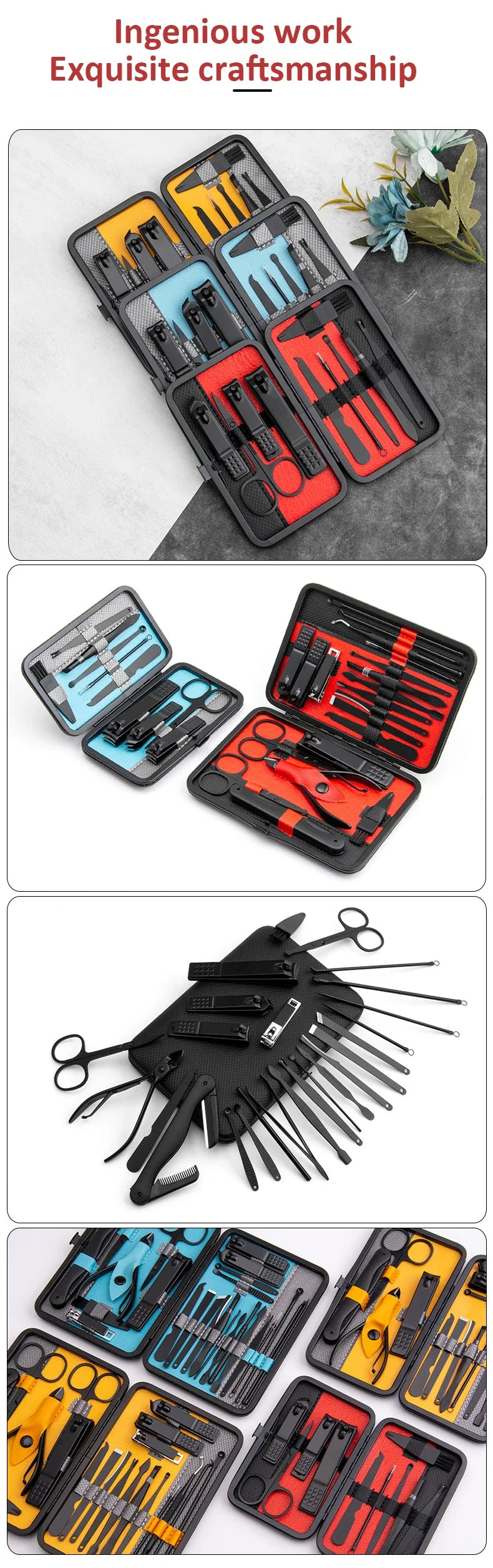 10/15/25Pcs Professional Manicure Set Stainless Steel Nail Clippers Set Idea Packing Manicure Kits Scissors Makeup