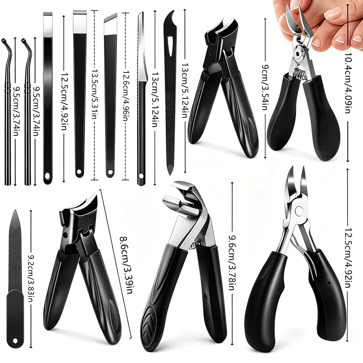 1/13pcs Stainless Steel Heavy-Duty Toenail Clipper Set Suitable for Thick Nails And Ingrown Nails, Nail Clippers, Nail Files