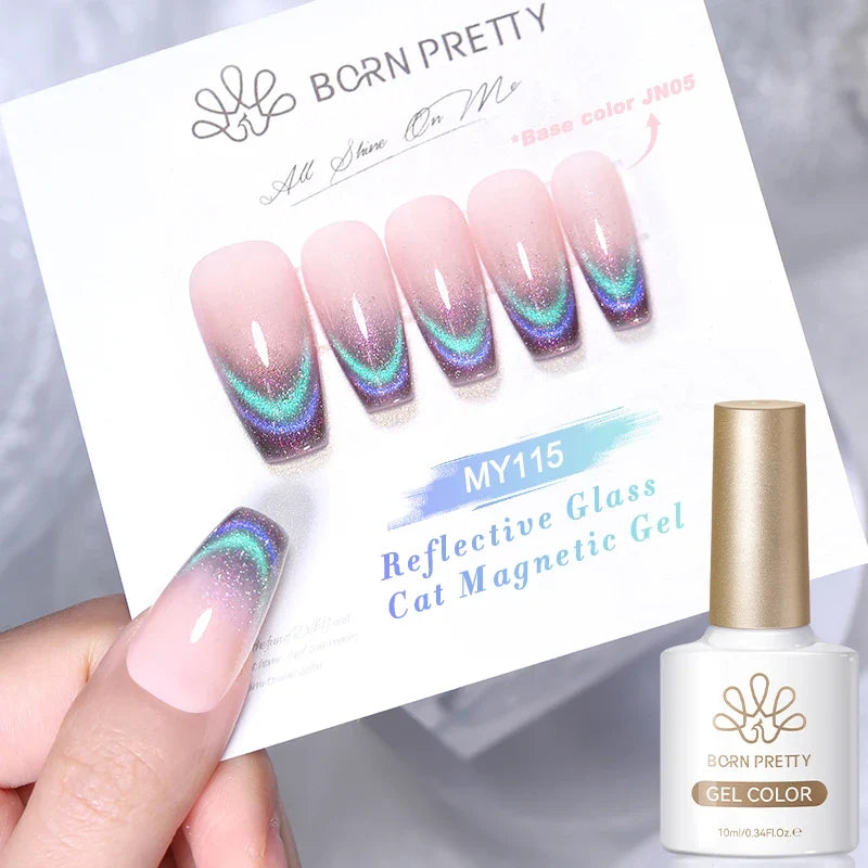 BORN PRETTY Gold Pink Cat Magnetic Gel Polish 10ml Water Light Spaking Glitter  Soak Off UV Semi Permanent Varnish Manicure