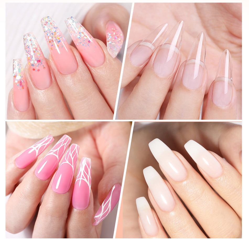 BORN PRETTY 30ml Acrylic Gel For Nail Extension Nude Clear White Color Quick Building Prolong Manicure Nail Art Hard Gel Varnish
